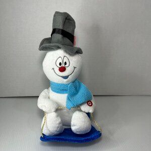 Gemmy Frosty The Snowman Animated Plush Sled Tobbogan Moves Wobble Music Motion